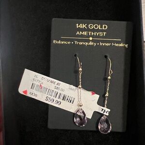 14K Gold Amethyst Drop Earrings